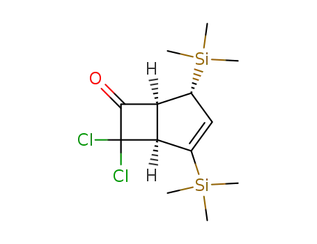 Molecular Structure of 78133-61-6 (7,7-dichloro-2,4-exo-bis(trimethylsilyl)bicyclo<3.2.0>hept-2-en-6-one)