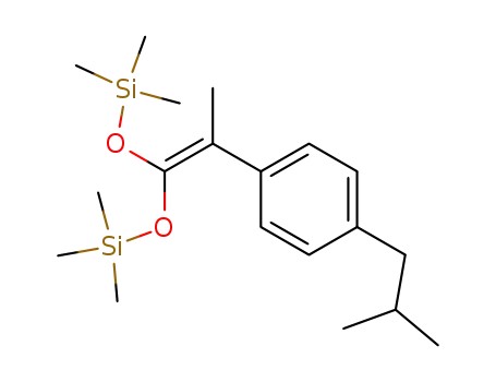 Molecular Structure of 298197-67-8 (3,5-Dioxa-2,6-disilaheptane,
2,2,6,6-tetramethyl-4-[1-[4-(2-methylpropyl)phenyl]ethylidene]-)