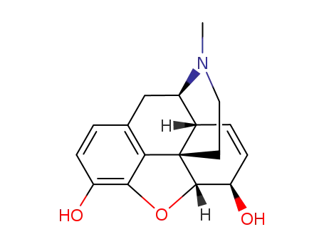 Molecular Structure of 143-70-4 (Morphinan-3,6-diol,7,8-didehydro-4,5-epoxy-17-methyl-, (5a,6b)- (9CI))
