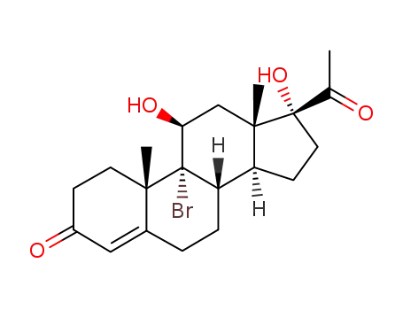 Molecular Structure of 102445-69-2 (9-bromo-11β,17-dihydroxy-pregn-4-ene-3,20-dione)