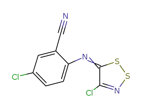 Molecular Structure of 1192690-74-6 (5-chloro-2-(4-chloro-5H-1,2,3-dithiazol-5-ylideneamino)benzonitrile)