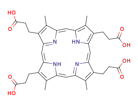 Molecular Structure of 3082-03-9 (3,7,13,17-tetramethyl-21H,23H-Porphine-2,8,12,18-tetrapropanoic acid)
