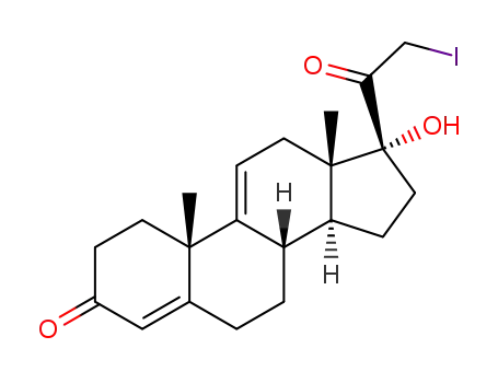 Molecular Structure of 95816-38-9 (17α-Hydroxy-21-iodopregna-4,9(11)-diene-3,20-dione)