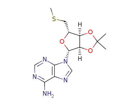 Molecular Structure of 69660-30-6 (9-((3aR,4R,6S,6aS)-2,2-dimethyl-6-((methylthio)methyl)tetrahydrofuro[3,4-d][1,3]dioxol-4-yl)-9H-purin-6-amine)