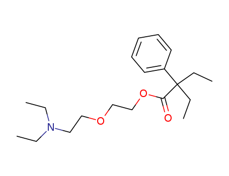 468-61-1,oxeladin,Butyricacid, 2-ethyl-2-phenyl-, 2-[2-(diethylamino)ethoxy]ethyl ester (6CI,7CI,8CI);Ethanol, 2-(2-diethylaminoethoxy)-, 2-ethyl-2-phenylbutyrate (6CI);2-(2-Diethylaminoethoxy)ethyl 2-ethyl-2-phenylbutyrate;2-(2-Diethylaminoethoxy)ethyl a,a-diethylphenylacetate;Oxeladin;