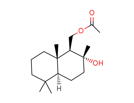 Molecular Structure of 53163-41-0 (((1S,2R,4aS,8aS)-2-hydroxy-2,5,5,8a-tetramethyldecahydronaphthalen-1-yl)methyl acetate)