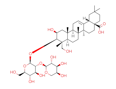 Molecular Structure of 106256-46-6 (Olean-12-en-28-oicacid, 3-[(2-O-a-L-arabinopyranosyl-b-D-glucopyranosyl)oxy]-2,23-dihydroxy-,(2b,3b,4a)- (9CI))