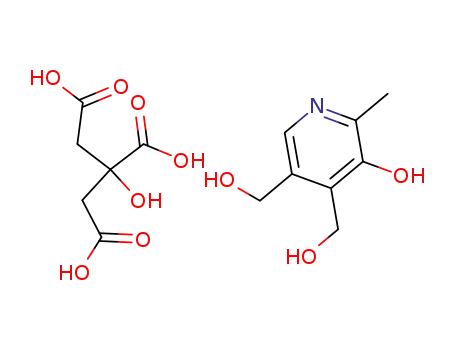 Molecular Structure of 4589-04-2 (5-Hydroxy-3,4-bis(hydroxymethyl)-6-methylpyridinium dihydrogen citrate)