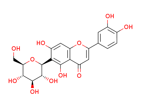 4261-42-1,HOMOORIENTIN,Isoorientin(7CI,8CI);3',4',5,7-Tetrahydroxy-6-C-glucopyranosylflavone;Homoorientin;Lespecapitioside;Lespecapitoside;Luteolin 6-C-glucoside;Luteolin 6-C-b-D-glucopyranoside;Luteolin 6-C-b-D-glucoside;Luteolin 6-C-b-glucopyranoside;Lutonaretin;(1S)-1,5-anhydro-1-[2-(3,4-dihydroxyphenyl)-5,7-dihydroxy-4-oxo-4H-chromen-6-yl]-D-glucitol;