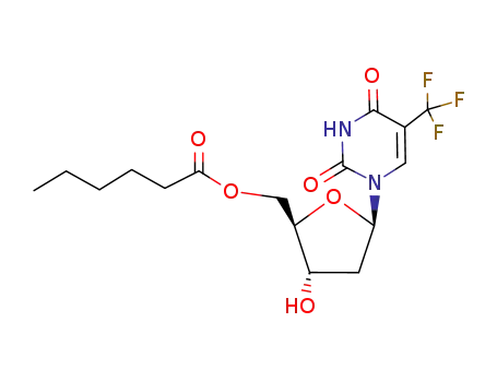 Molecular Structure of 89143-05-5 (5'-O-hexanoyl-2'-deoxy-5-trifluoromethyluridine)