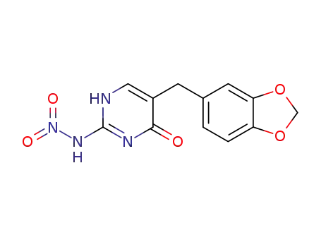 Molecular Structure of 72716-71-3 (5-(1,3-benzodioxol-5-ylmethyl)-2-(nitroamino)-1H-pyrimidin-4-one)