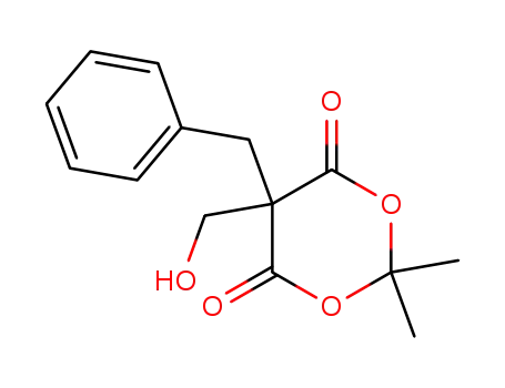 Molecular Structure of 358382-80-6 (5-benzyl-5-hydroxymethyl-2,2-dimethyl-[1,3]dioxane-4,6-dione)