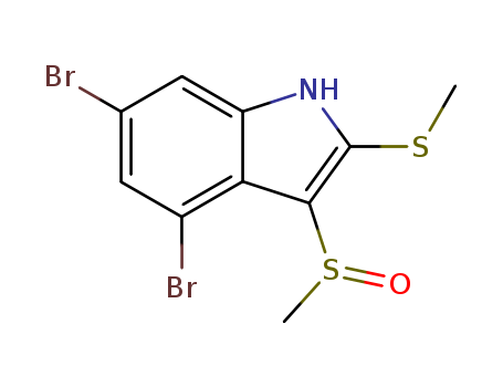 Molecular Structure of 119340-97-5 (1H-Indole,4,6-dibromo-3-(methylsulfinyl)-2-(methylthio)-, (-)-)