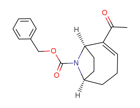 Molecular Structure of 120692-41-3 ((1R,6R,9S)-2-Acetyl-9-aza-bicyclo[4.2.1]non-2-ene-9-carboxylic acid benzyl ester)