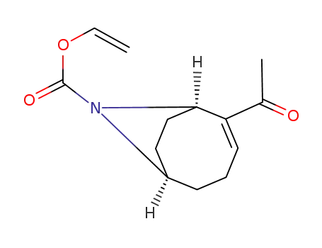 Molecular Structure of 216166-93-7 ((1R,6R)-2-Acetyl-9-aza-bicyclo[4.2.1]non-2-ene-9-carboxylic acid vinyl ester)