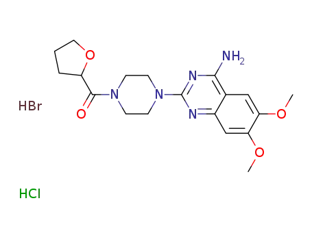 Molecular Structure of 943644-21-1 (1-(4-amino-6,7-dimethoxyquinazolin-2-yl)-4-[[(2RS)2,3,4,5-tetrahydrofuran-2-yl]carbonyl]piperazine hydrochloride hydrobromide)