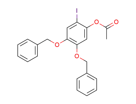 Molecular Structure of 627489-15-0 (acetic acid 4,5-bis-benzyloxy-2-iodo-phenyl ester)