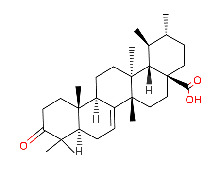 Molecular Structure of 58307-81-6 (3-Oxo-D:C-friedours-7-en-28-oic acid)