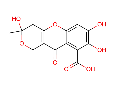 Molecular Structure of 479-66-3 (1H,3H-Pyrano[4,3-b][1]benzopyran-9-carboxylicacid, 4,10-dihydro-3,7,8-trihydroxy-3-methyl-10-oxo-)