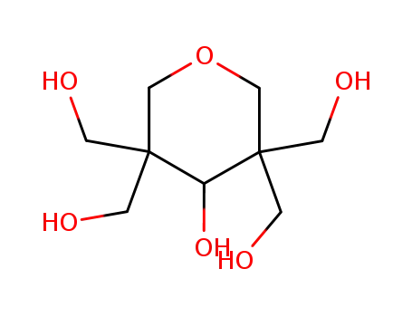 Molecular Structure of 4744-47-2 (tetrahydro-3,3,5,5-tetrakis(hydroxymethyl)pyran-4-ol)