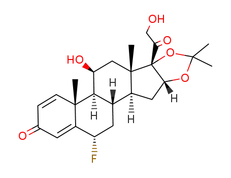 Molecular Structure of 3385-03-3 ((6a,11b,16a)-6-Fluoro-11,21-dihydroxy-16,17-[(1-methylethylidene)bis(oxy)]-pregna-1,4-diene-3,20-dione)