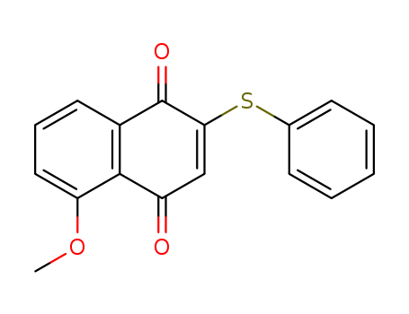 Molecular Structure of 105259-49-2 (1,4-Naphthalenedione, 5-methoxy-2-(phenylthio)-)