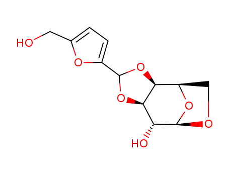 Molecular Structure of 95881-40-6 (1,6-anhydro-3,4-O-<5-(hydroxymethyl)-2-furfurylidene>-β-D-galactopyranose)