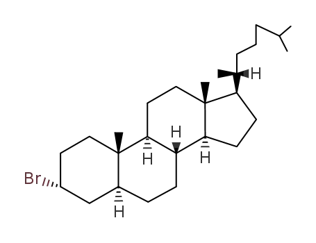 Molecular Structure of 2309-03-7 ((3R,5S,8R,9S,10S,13R,14S,17R)-3-bromo-10,13-dimethyl-17-((R)-6-methylheptan-2-yl)hexadecahydro-1H-cyclopenta[a]phenanthrene)