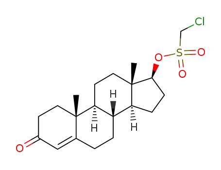 Molecular Structure of 182243-71-6 (Chloro-methanesulfonic acid (8R,9S,10R,13S,14S,17S)-10,13-dimethyl-3-oxo-2,3,6,7,8,9,10,11,12,13,14,15,16,17-tetradecahydro-1H-cyclopenta[a]phenanthren-17-yl ester)