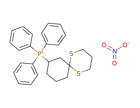 Molecular Structure of 85082-15-1 (Phosphonium, 1,5-dithiaspiro[5.5]undec-8-yltriphenyl-, nitrate)