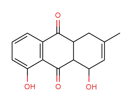 Molecular Structure of 76695-94-8 (1,4,4a,9a-Tetrahydro-1,8-dihydroxy-3-methyl-9,10-anthrachinon)