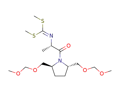 Molecular Structure of 108437-91-8 ((2S,5S)-N-<(S)-N-bis(methylthio)methylenealanyl>-2,5-bis(methoxymethoxymethyl)pyrrolidine)