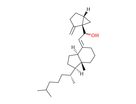 Molecular Structure of 98854-76-3 (2-[(1R,3aS,7aR)-1-((R)-1,5-Dimethyl-hexyl)-7a-methyl-octahydro-inden-(4E)-ylidene]-1-((1R,5R)-2-methylene-bicyclo[3.1.0]hex-1-yl)-ethanol)