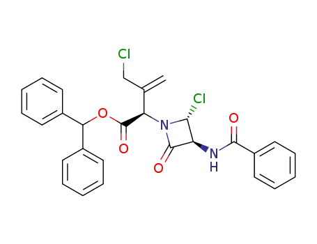 Molecular Structure of 74242-86-7 (Diphenylmethyl-2-(3R,4R-3-benzamido-4-chlor-2-oxo-azetidin-1-yl)-3-chlormethyl-3-butenoat)