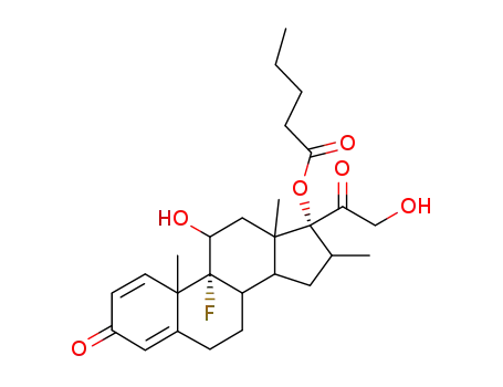Molecular Structure of 33755-46-3 (9-Fluoro-11b,17,21-trihydroxy-16a-methylpregna-1,4-diene-3,20-dione 17-valerate)