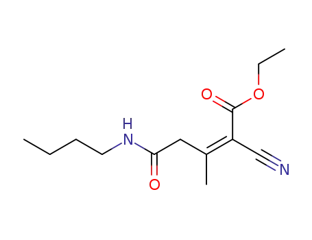 Molecular Structure of 1026543-43-0 ((Z)-4-Butylcarbamoyl-2-cyano-3-methyl-but-2-enoic acid ethyl ester)