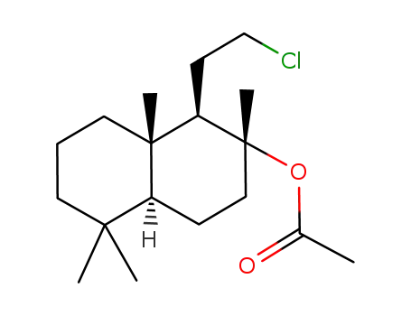 Molecular Structure of 121067-50-3 (<1R-(1α,2β,4aβ,8aα)>-decahydro-1-(2-chloroethyl)-2,5,5,8a-tetramethyl-2-naphthalenol acetate)