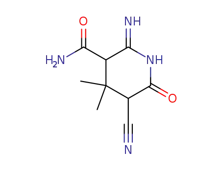 Molecular Structure of 6630-38-2 (2-amino-5-cyano-4,4-dimethyl-6-oxo-3,4,5,6-tetrahydropyridine-3-carboxamide)