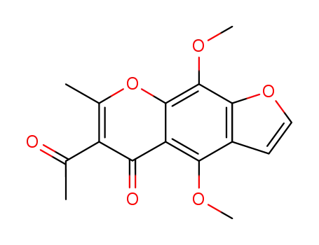 Molecular Structure of 85518-13-4 (5H-Furo[3,2-g][1]benzopyran-5-one, 6-acetyl-4,9-dimethoxy-7-methyl-)