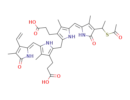 Molecular Structure of 59614-72-1 (18-devinyl-18-<1-(acetylthio)ethyl>bilirubin)