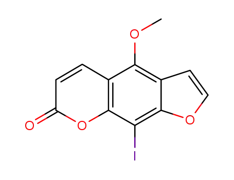 Molecular Structure of 122850-55-9 (9-iodo-5-methoxyfurano[3,2-g]chromen-2-one)