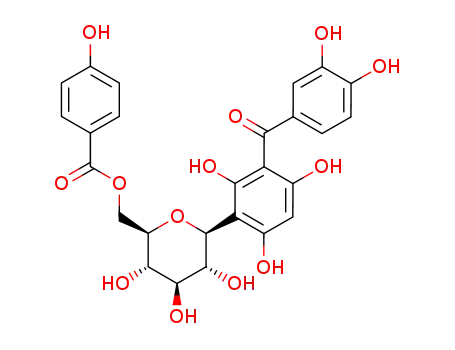 Molecular Structure of 92665-82-2 (maclurin 3-C-(6''-O-p-hydroxybenzoyl)-β-D-glucoside)