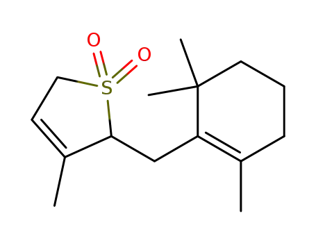 Molecular Structure of 55497-41-1 (Thiophene,
2,5-dihydro-3-methyl-2-[(2,6,6-trimethyl-1-cyclohexen-1-yl)methyl]-,
1,1-dioxide)