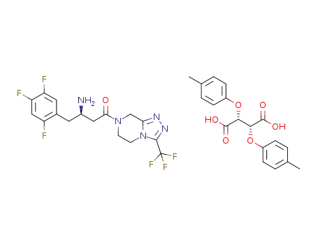 Molecular Structure of 1169707-28-1 (7-(1-oxo-3((R)-amino)-4-(2,4,5-trifluorophenyl)butyl)-3-(trifluoromethyl)-5,6,7,8-tetrahydro-1,2,4-triazolo[4,3-a]pyrazine di-p-tolyl-L-tartarate)