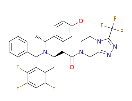 Molecular Structure of 1393363-87-5 ((R)-N-benzyl-1-(2',4',5'-trifluorophenyl)-4-oxo-4-{3''-(trifluoromethyl)-5'',6''-dihydro-1'',2'',4''-triazolo[4,3-α]pyrazin-7''(8''H)-yl}butan-2-amine)