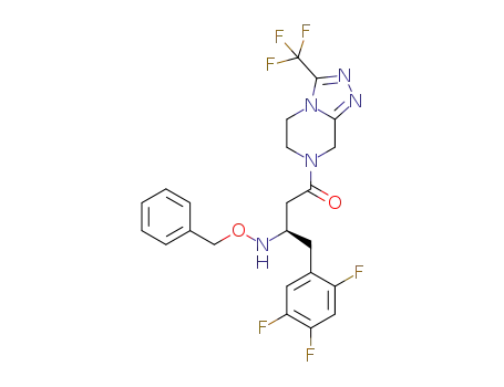 Molecular Structure of 1361389-75-4 (3(R)-3-[(benzyloxy)amino]-1-[3-(trifluoromethyl)-5H,6H,7H,8H-[1,2,4]triazolo[4,3-a]pyrazin-7-yl]-4-(2,4,5-trifluorophenyl)butan-1-one)