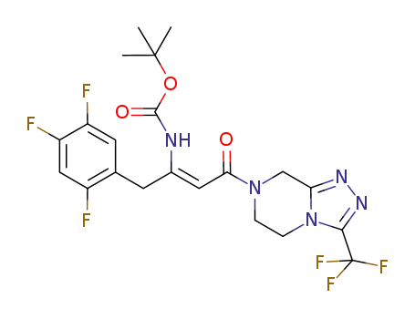 Molecular Structure of 1234321-84-6 ((Z)-tert-butyl-4-oxo-4-[3-(trifluoromethyl)-5,6-dihydro[1,2,4]triazolo[4,3-a]pyrazin-7(8H)-yl]-1-(2,4,5-trifluorophenyl)-but-2-en-2-ylcarbamate)