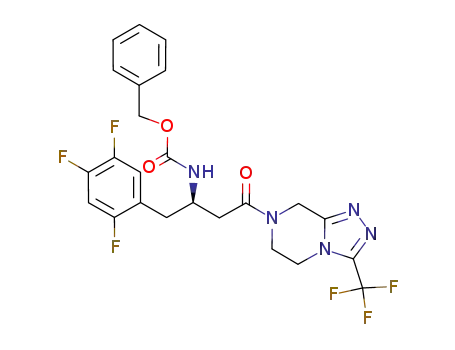 Molecular Structure of 1242069-63-1 ((R)-benzyl (4-oxo-4-(3-(trifluoromethyl)-5,6-dihydro-[1,2,4]triazolo[4,3-a]pyrazin-7(8H)-yl)-1-(2,4,5-trifluorophenyl)butan-2-yl)carbamate)