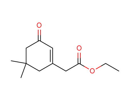 Molecular Structure of 65253-26-1 (1-Cyclohexene-1-acetic acid, 5,5-dimethyl-3-oxo-, ethyl ester)