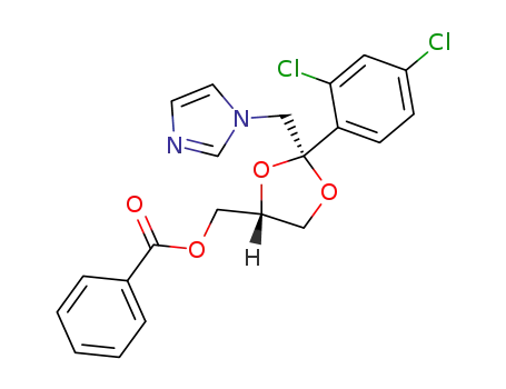 Molecular Structure of 70894-66-5 (cis-2-(2,4-dichlorophenyl)-2-(1H-imidazol-1-ylmethyl)-1,3-dioxolane-4-ylmethyl benzoate)